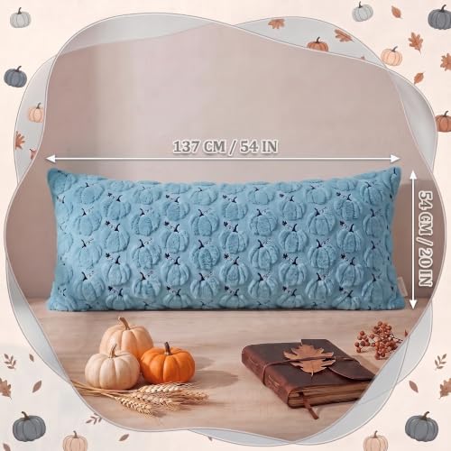 Fall Blue Pumpkin Body Pillow Cover 20x54 Inches with Zipper