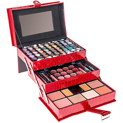 All-In-One Makeup Set with 67 Colors & Mirror - Red Variation