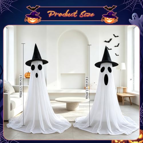 Halloween Ghost Decorations Set with Light Up Spooky Ghosts & Remote String Lights