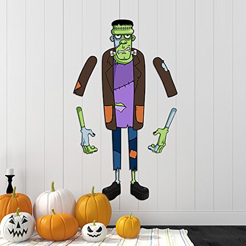 Build-A-Frankenstein Halloween Wall Decals - Reusable Peel & Stick Decoration