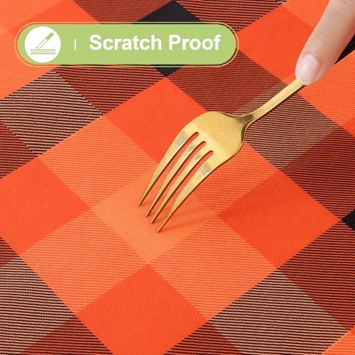 Halloween Vinyl Tablecloth 52x70 Inches with Flannel Backing - Black & Yellow