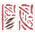 Fake Scar & Bloody Wound Temporary Tattoos - Halloween Horror Makeup Stickers - 25 Sheets