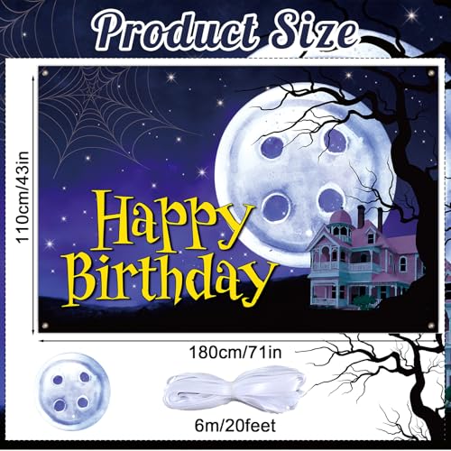 Large Button Eye Birthday Banner Backdrop - Halloween Horror Cartoon Party Decor
