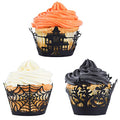 Halloween Cupcake Wrappers 60 Pack Spider Web Castle Witch Themed Baking Cups