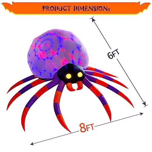 8FT Halloween Inflatable Spider with Magic LED Lights - Yard Decor, Blow Up Lawn Decoration - Variation: Spider-A