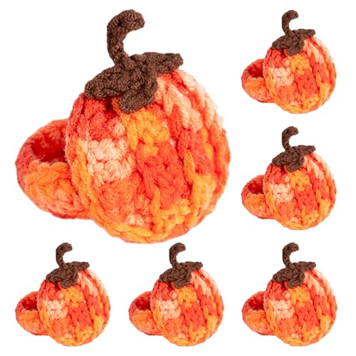 Gradient Pumpkin Napkin Rings Set of 4 Fall Thanksgiving Halloween Handcrafted Crochet Table Decor