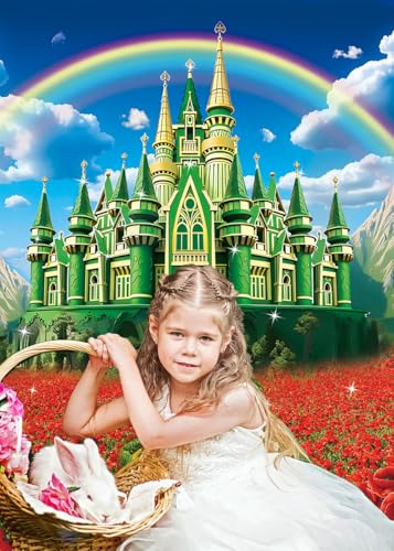 6x8FT Rainbow Floral Castle Backdrop for Baby Shower Birthday Party Photography