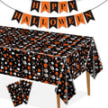 Black Halloween Tablecloth 2 Pack 54x108in Disposable Plastic Party Cover