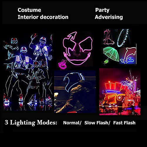 EL Wire Neon Light with Controller Adapter - Portable Cuttable Glow Strip for DIY Decor - Orange, 3m, Variation of THIS listing