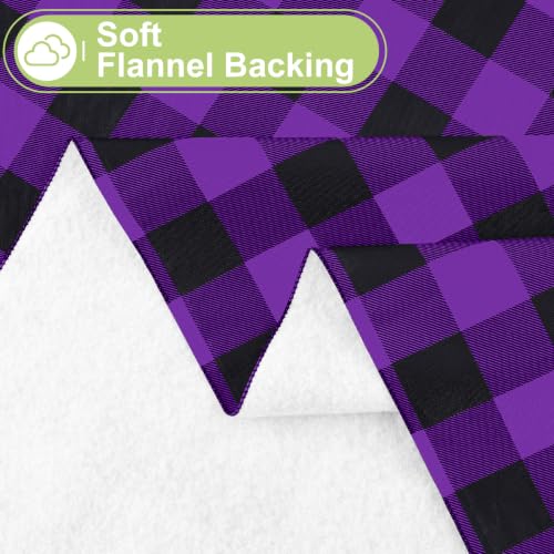 Halloween Vinyl Tablecloth 60x102 Inches with Flannel Backing - Black & Purple