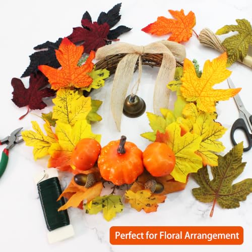 Artificial Maple Leaves Bulk - Small-Leaf Orange Red, 100 Pcs Fall Decor