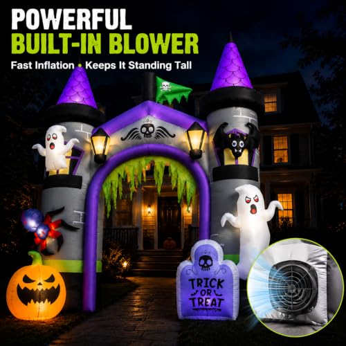 Castle Arch Inflatable Halloween Decoration - 12.5 Ft Large Blow Up Haunted Entrance - Variation: Castle Arch