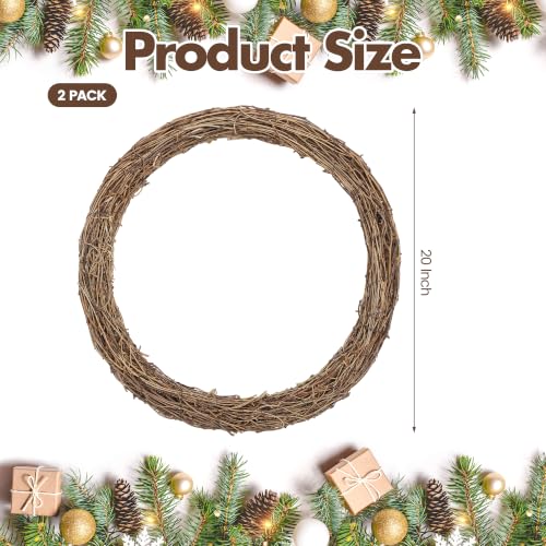 20 Inch Natural Grapevine Wreaths - 2 Pieces Rustic Holiday Decor - DIY Wreath Craft