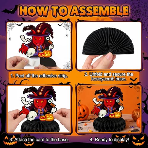 Halloween Decor 9 Pack Pumpkin Witch Honeycomb Table Centerpieces - Halloween