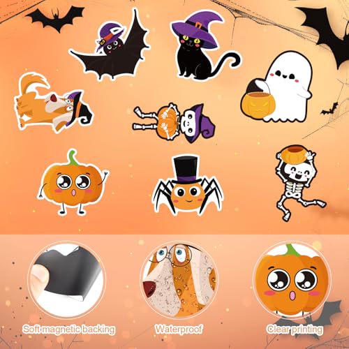 Halloween Fridge Magnets Set - 8 Cute Refrigerator Decor Accessories