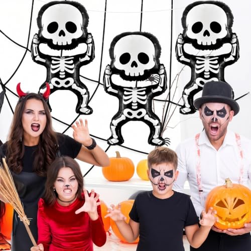 Halloween Skeleton Foil Balloons Set - Indoor Outdoor Party Decorations