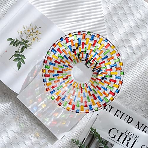 Colorful Hand Painted Woven Glass Fruit & Salad Bowl - Centerpiece Decor