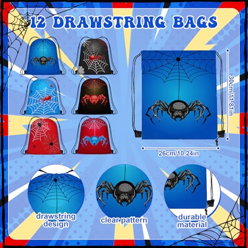 Spider Party Favors Set - Spider Theme Birthday Party Supplies - Includes Cups, Straws, Wristbands & Bags - Variation: Spider Party Favors