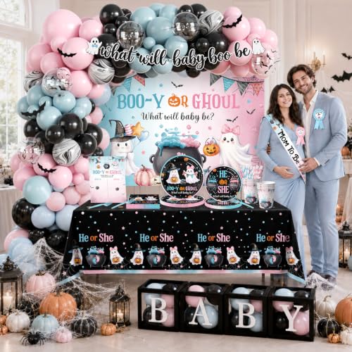 Halloween Gender Reveal Decorations Kit Booy or Ghoul for Baby Shower - Variation of Halloween