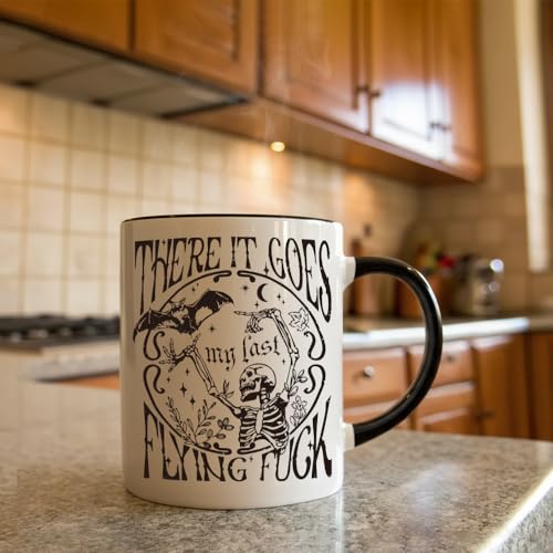 Halloween Skeleton Skull Mug - Spooky Dark Humor Ceramic Coffee Cup 11oz