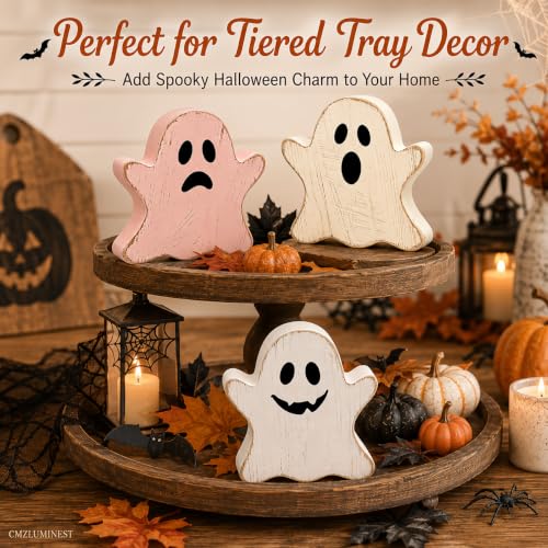 Sadness Halloween Ghost Decor Set - Indoor Table Decorations for Home, Whimsical Pastel Theme