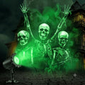 Green Skull Outdoor Halloween Projector Light - Spooky 3D Shadow Decor