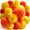 Yellow and Orange Party Pom Poms - 18 Pcs Tissue Paper Decorations