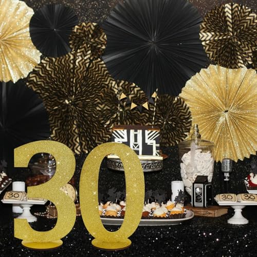 Gold Glitter Number 0 Table Centerpiece - 11.8 Inch Party Decoration