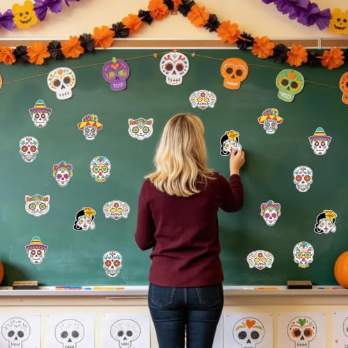Day of the Dead Sugar Skull Craft Kit with Magnets & Paint Pens - 32 pcs