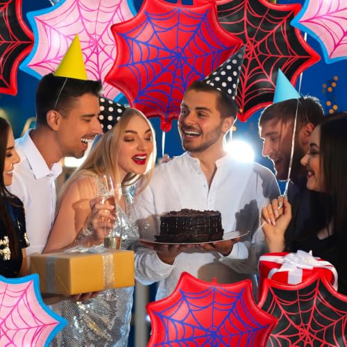 Soulchen 6 Pack Spider Web Balloons Party Decorations Blue Pink Black - Variation of THIS listing