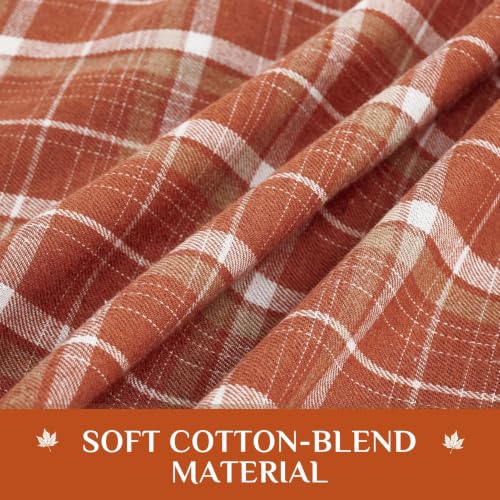 Orange Checkered Fall Tablecloth - 54 x 96 Inch Rectangular Thanksgiving Decor