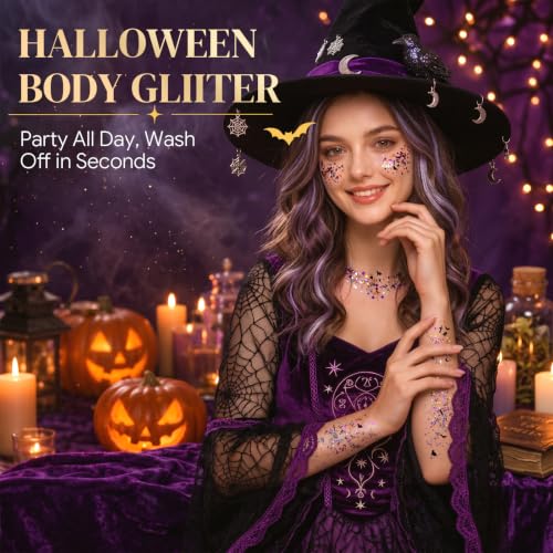 Halloween Body Glitter Stick for Face & Hair - Ghost Bat Cross Sequins - Kidstella