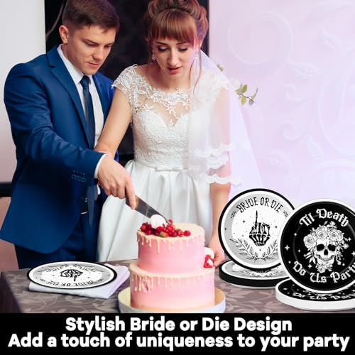 Bride or Die Bachelorette Party Plates & Napkins Set - Serves 24, Halloween & Bridal Shower Decor
