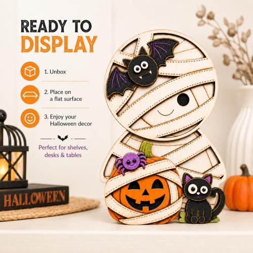 Halloween Decor Indoor Stitched Mummy Shelf Sitter - Spooky Wall Art