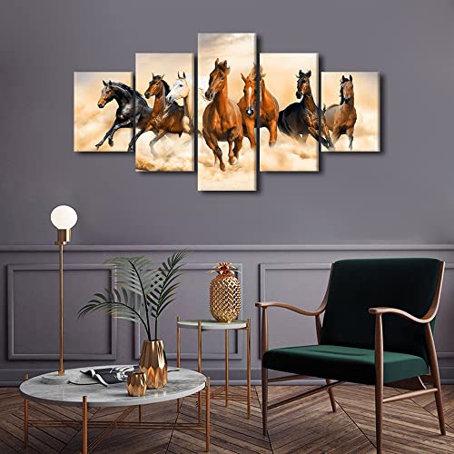 Running Horses Canvas Wall Art - 60x32 Inches Modern Landscape Prints - Framed & Ready to Hang - Variation of Artwork-15