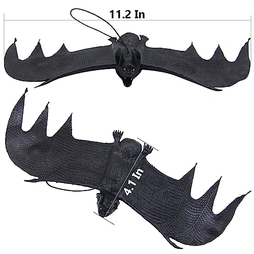 Halloween Hanging Bats Set of 12 Rubber Spooky Flying Bat Decorations