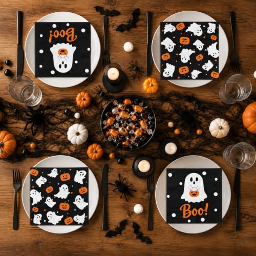 80PCS Halloween Paper Napkins Ghost Pumpkin Bat Party Supplies
