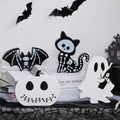 Halloween Wooden Tiered Tray Decorations Set - Ghost Bat Pumpkin Cat Blocks