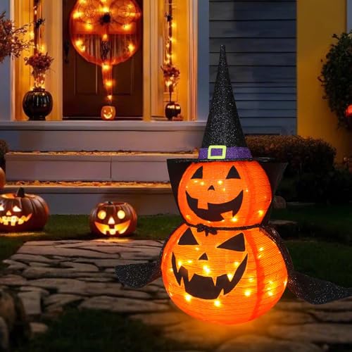 Orange 3FT Halloween Collapsible Pumpkin Decoration with LED Lights
