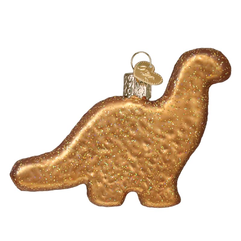 Dinosaur Chicken Nugget Glass Christmas Ornament Handcrafted Holiday Decor
