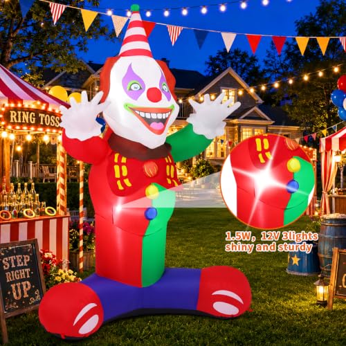 7FT Carnival Clown Inflatable Decorations for Yard & Outdoor Circus Theme