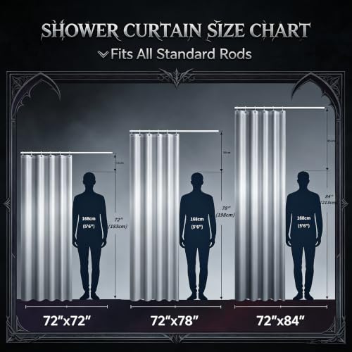 Halloween Bat Shower Curtain Set - Gothic Boho Floral Victorian Bathroom Decor - Black Red, 72x72 Inches
