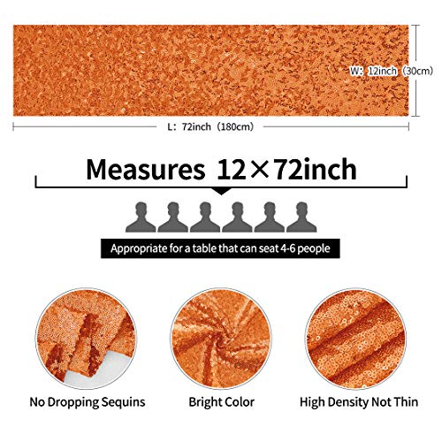Orange Sequin Table Runner 12 x 72 Inches - Pack of 6, Party Decor