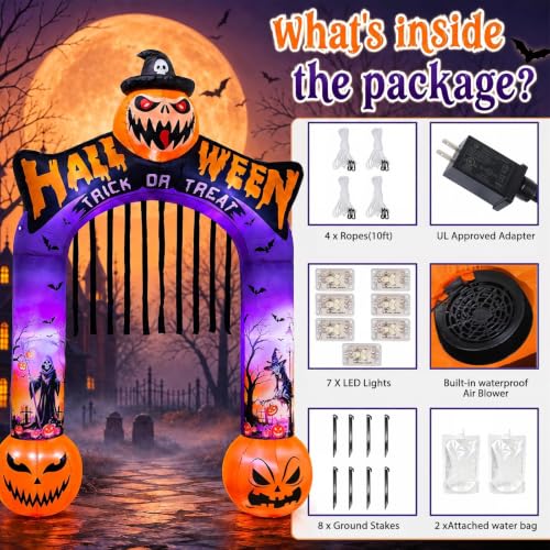 10 FT Halloween Inflatable Archway with LED Lights for Outdoor Lawn Decor