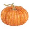 Large Artificial Pumpkin - Rustic Orange Foam Decor with Hand-Painted Details - Round 10.8 Inch Variation