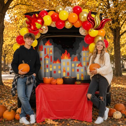 Halloween Fire Themed Car Decorations Kit with Balloons & Backdrop