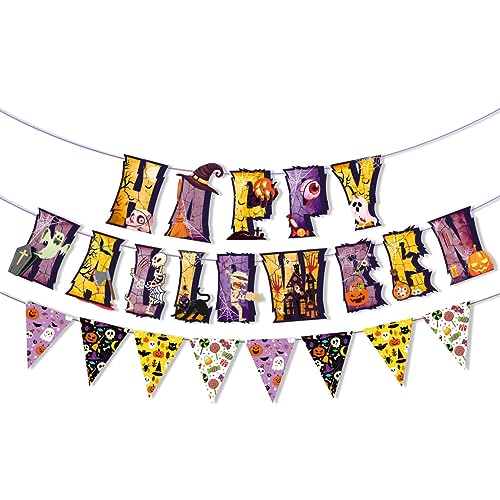 Halloween Party Decorations Set with Bat Cat Pumpkin Backdrop Banner Balloons & Tableware - All Saints Day