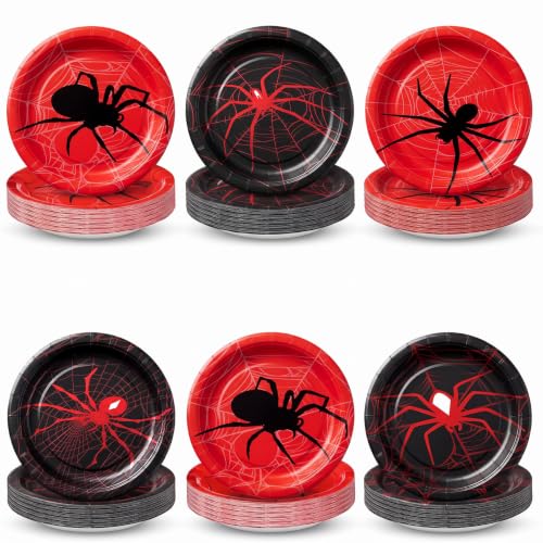 Classic Style 60 Pack 7-Inch Spider Web Paper Plates - Disposable Halloween Party Dinnerware