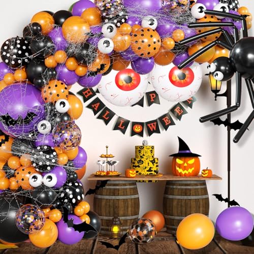 Halloween Balloon Arch Kit with Bloodshot Eyeballs & Decorations - Indoor Outdoor Party Supplies