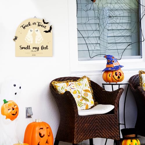 Baby's First Halloween DIY Footprint Art Card Sign - Trick Variation